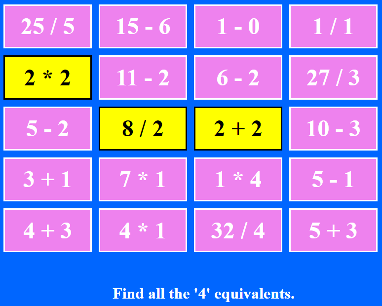 Image of Equivalency Hunt Game
