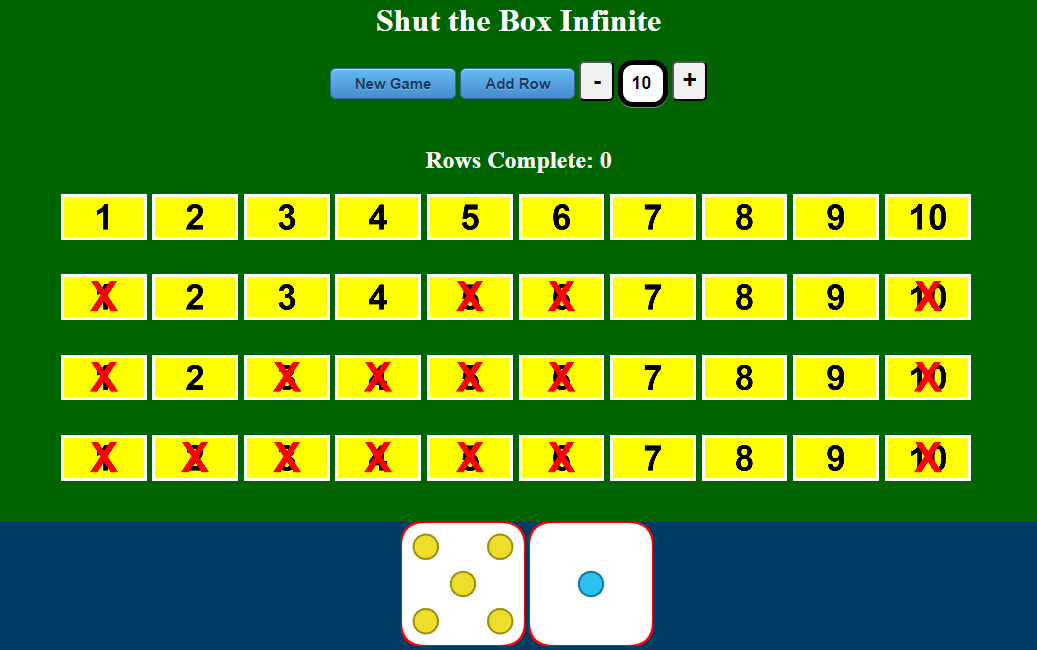 Image of Shut the Box Infinite